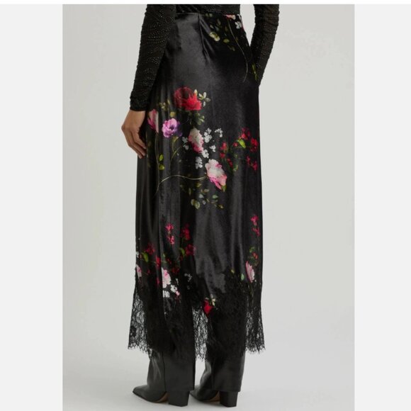 Alice + Olivia Maeve Floral-print Velvet Maxi Skirt - Picture 4 of 4